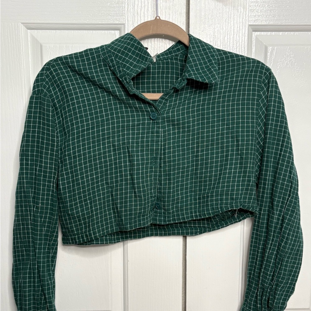 Green Checkered Women's Crop Top💚